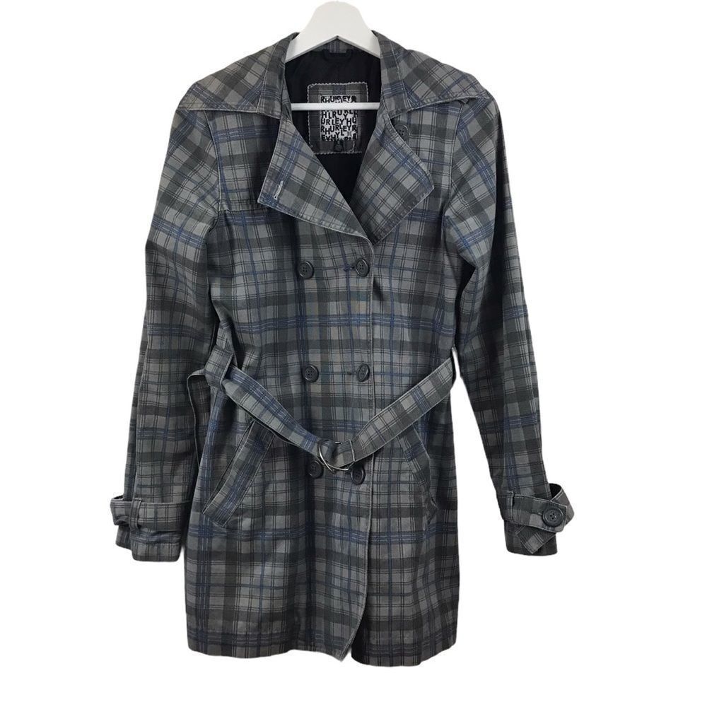 Hurley plaid trench style coat